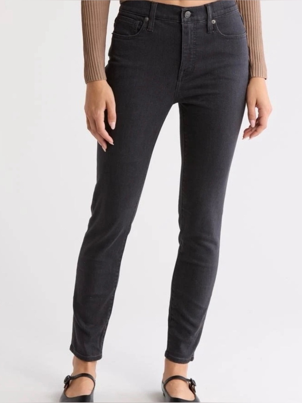 Madewell 9" high rise skinny jeans in black wash size 25
